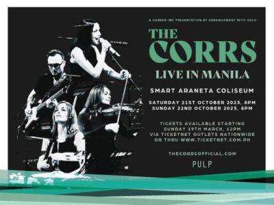 Aric John Sy Cua - Ed Sheeran - The Corrs return for Manila concert - manilatimes.net - Philippines - Australia - New Zealand - Japan - Britain - county Love - Ireland - city Pasay - city Manila - city Quezon