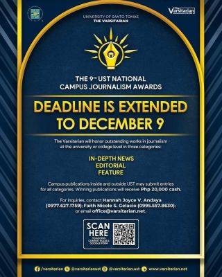 UST Campus Journalism Awards now accepting entries