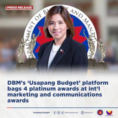 DBM’s ‘Usapang Budget’ platform bags 4 platinum awards at int’l marketing and communications awards