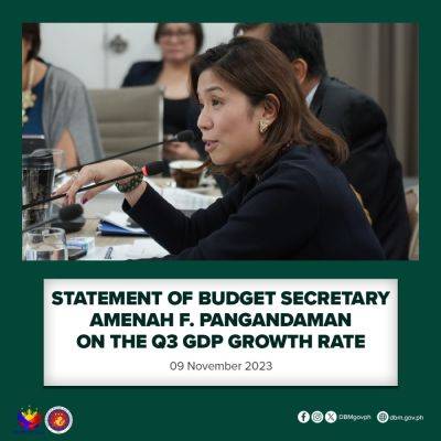 Statement of Budget Secretary Amenah F. Pangandaman on the Q3 GDP Growth Rate