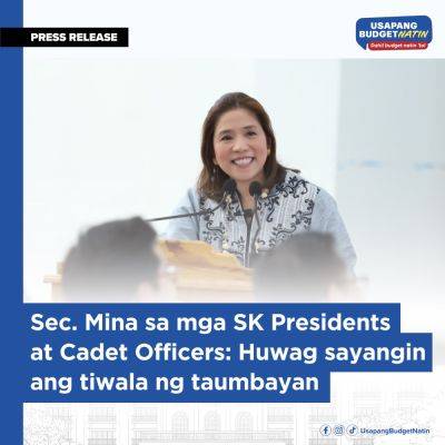 Ferdinand R.Marcos-Junior - Ang - Sec. Mina sa mga SK Presidents at Cadet Officers: Huwag sayangin ang tiwala ng taumbayan - dbm.gov.ph - Philippines - city Sangguniang - city Baguio