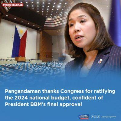 National - Pangandaman thanks Congress for ratifying the 2024 national budget, confident of President BBM’s final approval - dbm.gov.ph