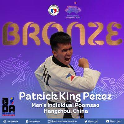 Perez cops Asiad poomsae bronze - philstar.com - Philippines - Japan - China - Brunei - county Patrick - Kazakhstan - Manila