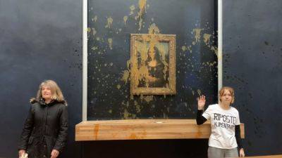 Climate activists throw soup at the 'Mona Lisa' in Paris