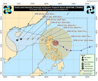 Arlie O Calalo - 'Kristine' to make landfall over Isabela Wednesday night or Thursday morning - manilatimes.net - Philippines - state Louisiana - county Island - city San Carlos - city Bacolod - city Silay - city Manila, Philippines - city Canlaon