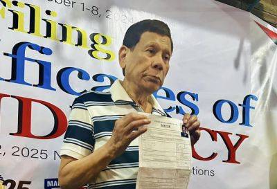 Rodrigo Duterte - Ferdinand Marcos-Junior - Cynthia Villar - Reina C Tolentino - Mark Villar - Paolo Duterte - Las Piñas - Camille Villar - Marcos, Duterte sons file CoCs - manilatimes.net - city Pasay - city Manila - city Parañaque - city Quezon - city Davao - city Sandro