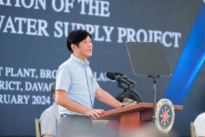 Ferdinand Marcos-Junior - CATHERINE S VALENTE - El Niño - Marcos - Marcos wants water projects finished - manilatimes.net - city Davao