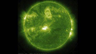 Geomagnetic storm from a solar flare could disrupt radio communications and create striking aurora