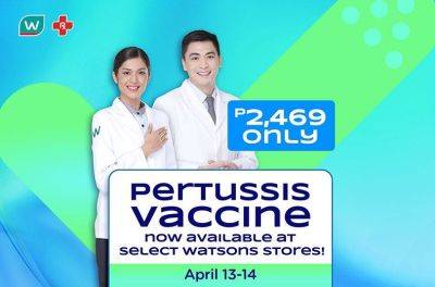 Watsons offers flu vaccinations against pertussis in Select Watsons Stores - philstar.com - Philippines - city Manila, Philippines