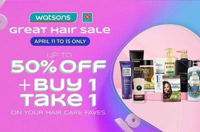 Get gorgeous hair for less: Enjoy up to 50% off + buy 1 get 1 free at Watsons hair sale