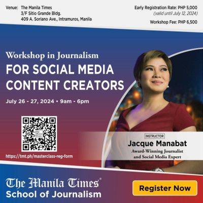 TMT School of Journalism slates workshop for social media content creators - manilatimes.net - Philippines - city Manila