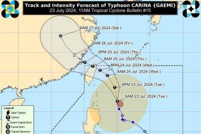 'Carina' slightly intensifies; Signal No. 2 up in Batanes - philstar.com - Philippines - Taiwan - city Manila, Philippines