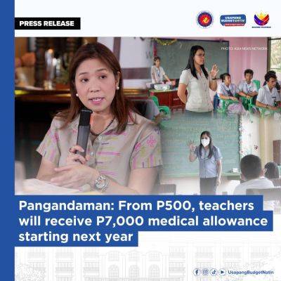 Pangandaman: From P500, teachers to receive P7,000 medical allowance starting next year