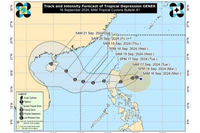 Ian Laqui - Signal No. 1 up over Northern Luzon areas due to ‘Gener’ - philstar.com - Philippines - China - province Hainan - county Valley - city Manila, Philippines